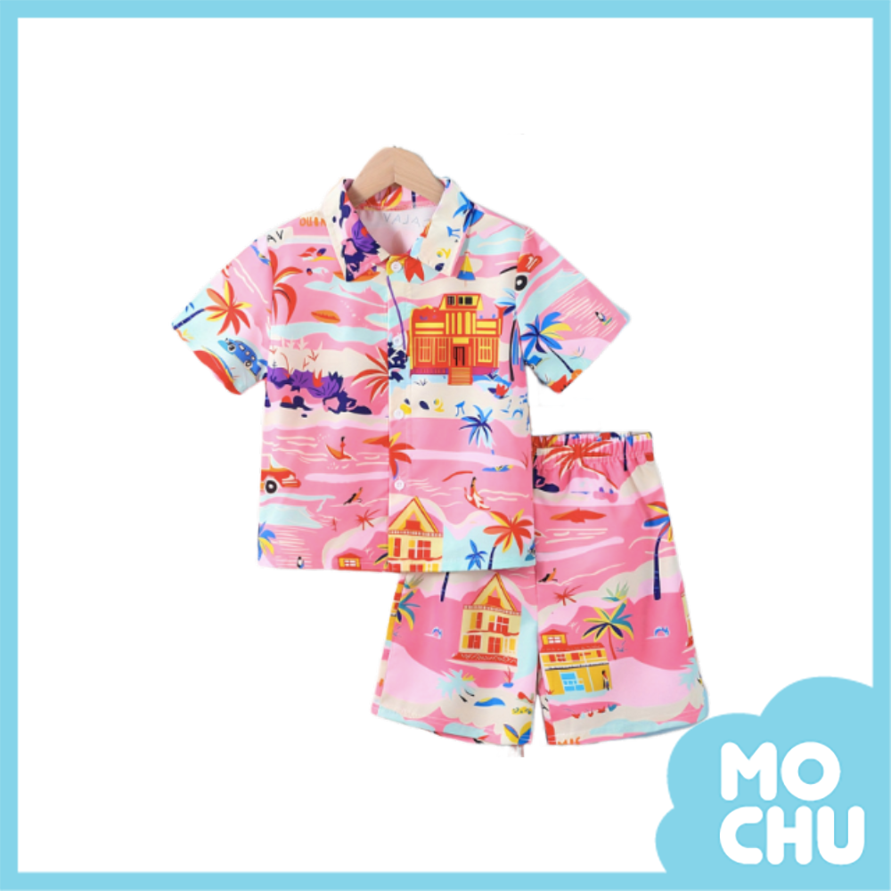 熱情夏威夷短袖套裝(二色)