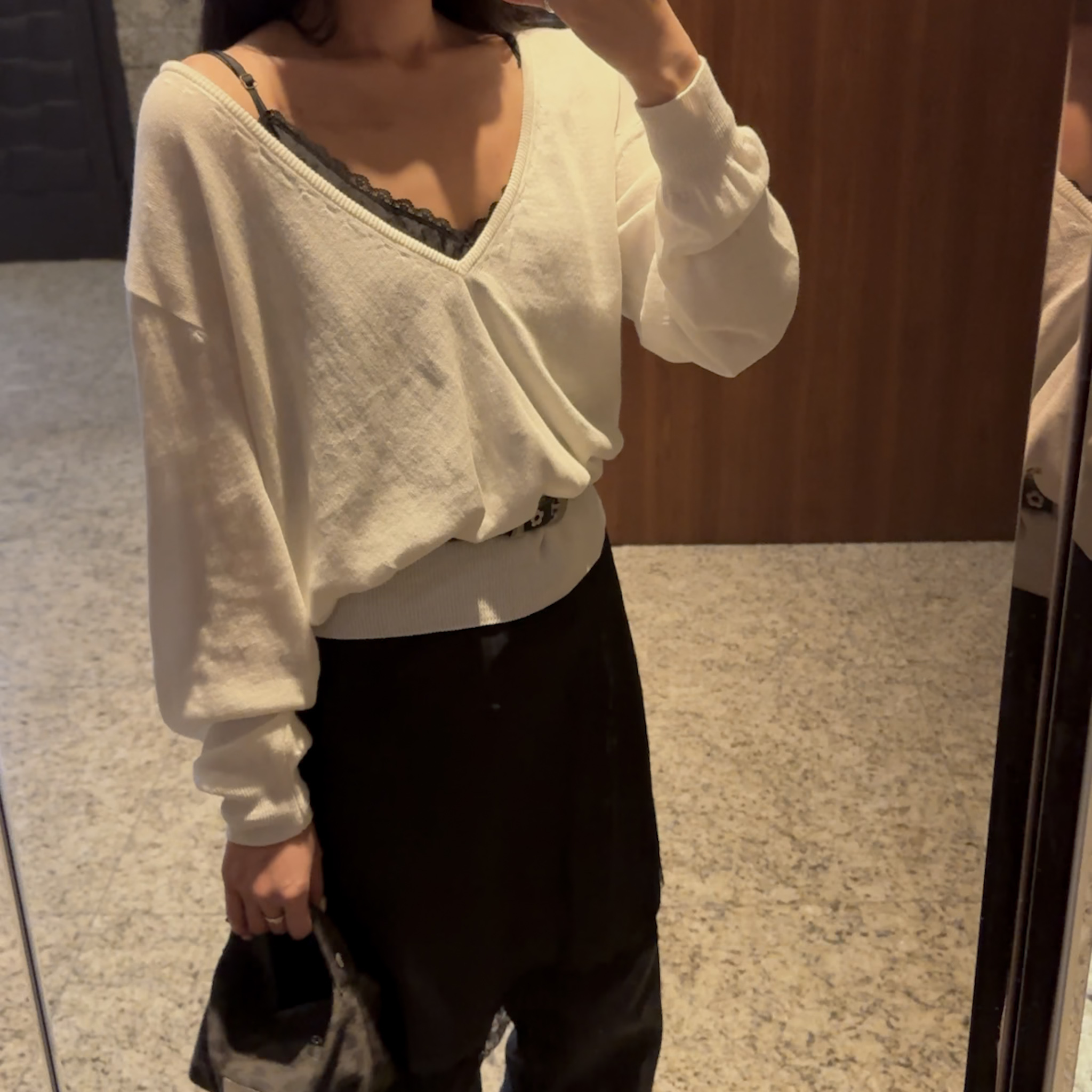 A16細緻小蕾絲背心洋(黑)