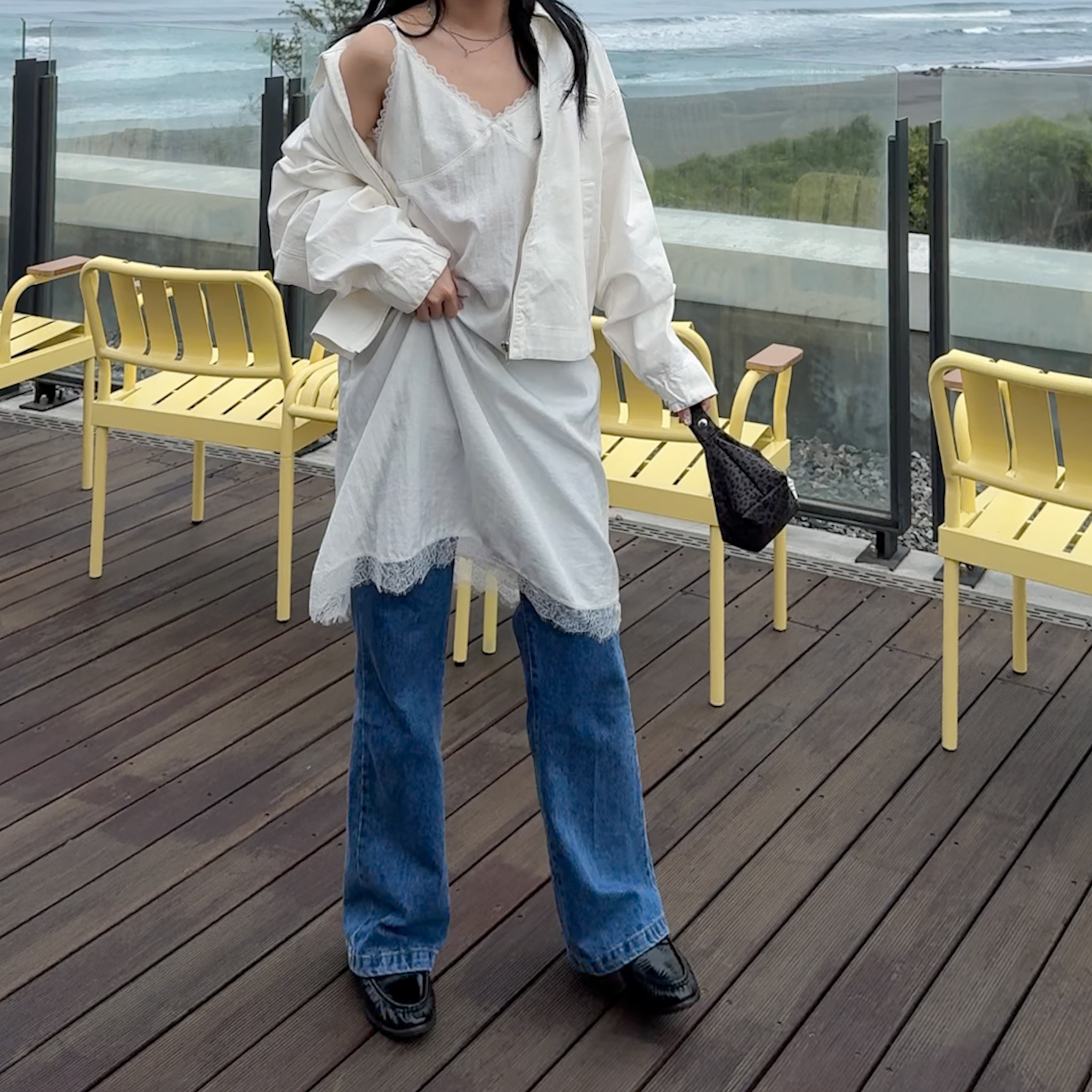 A16細緻小蕾絲背心洋(白)