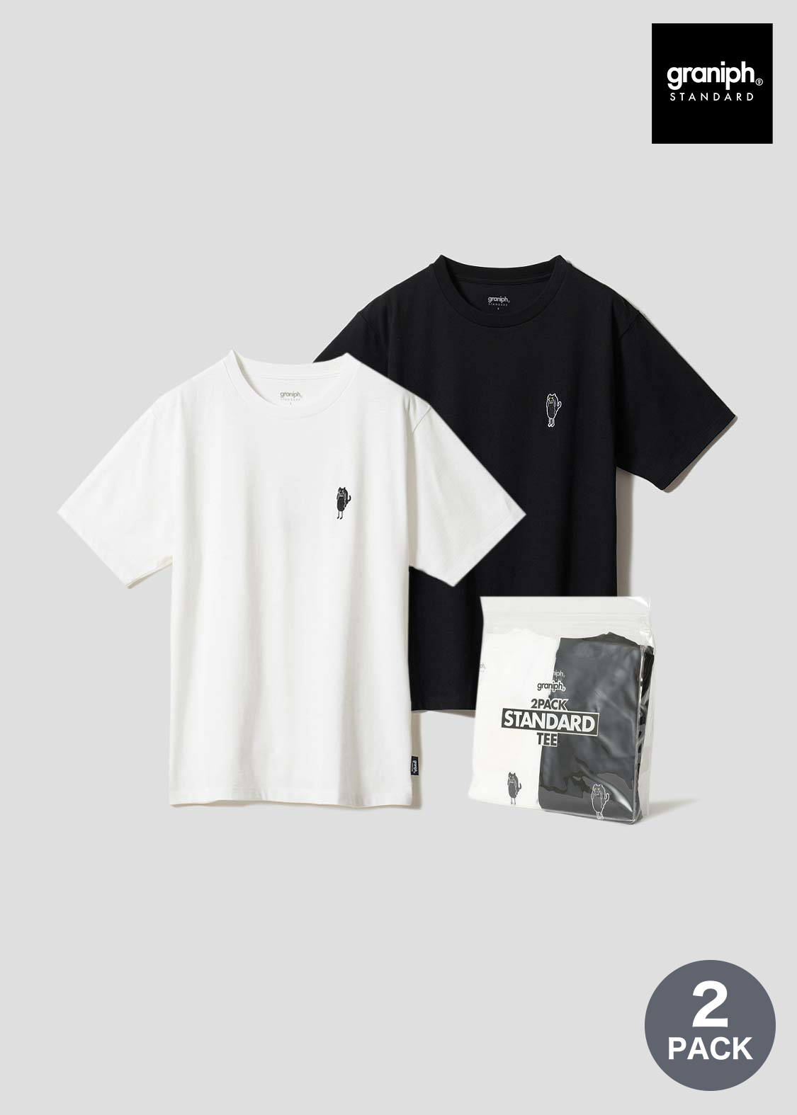 日本預訂 graniph GH Nekokaburi Beautiful Shadow | 2-Pack Icon T-Shirt