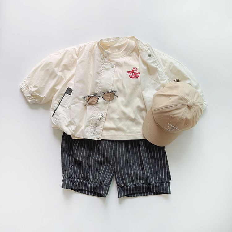 簡約直條紋長褲