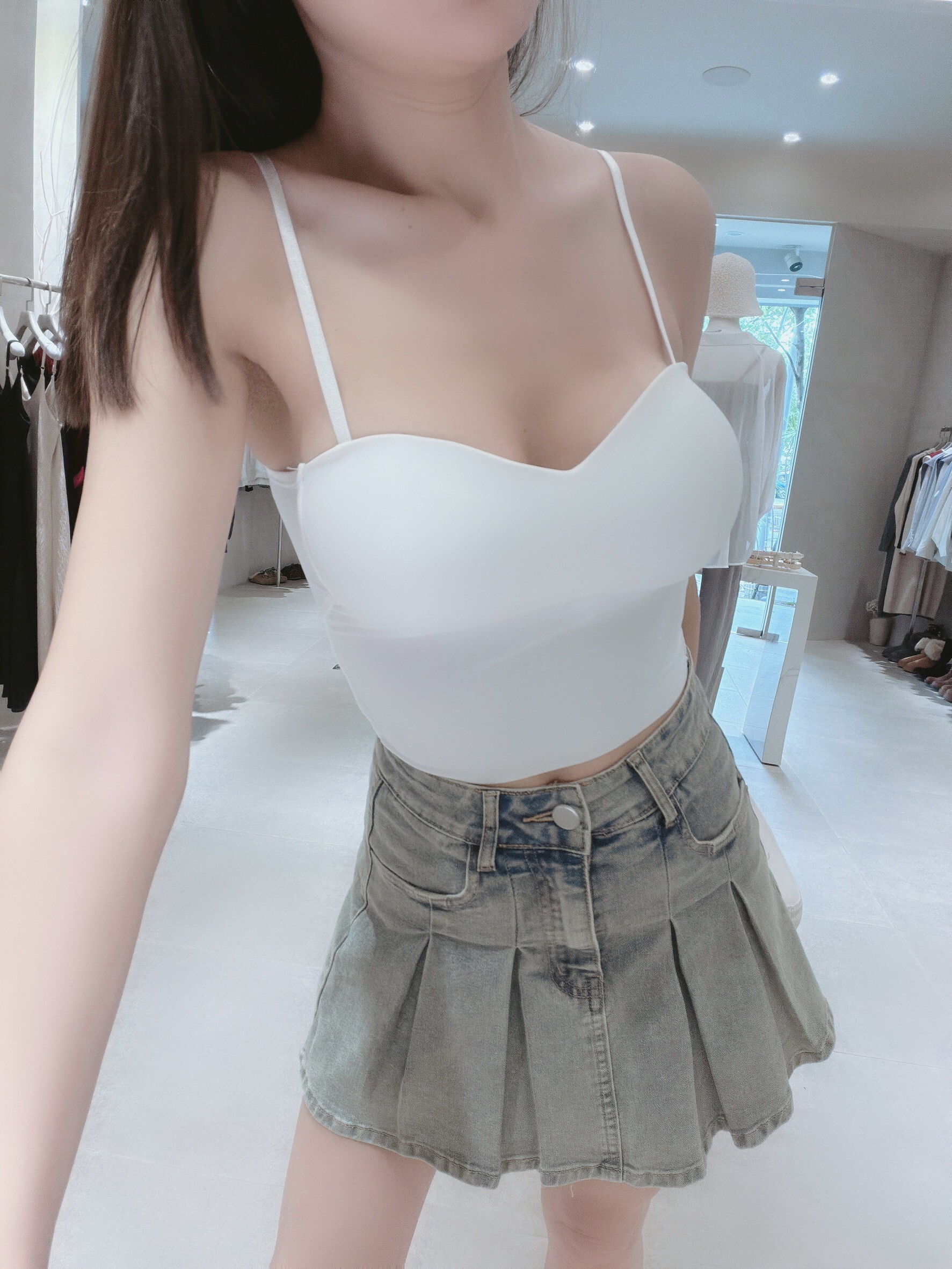 桃心領冰絲固定杯背心 558