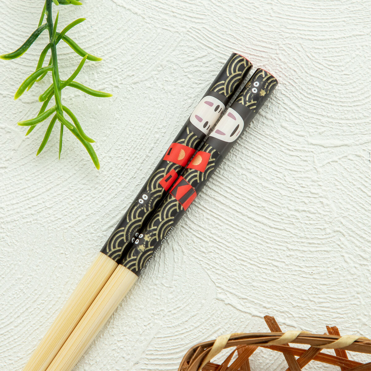 竹筷 神隱少女 無臉男 和風圖案 21公分