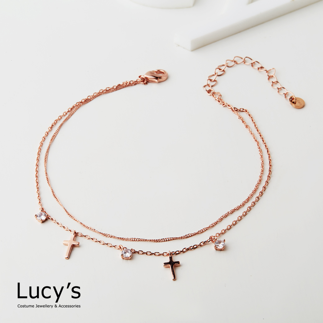 十字光點 雙層腳鍊 (二色) (130613/130615)