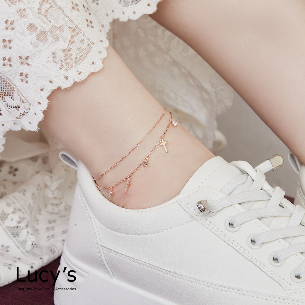 十字光點 雙層腳鍊 (二色) (130613/130615)