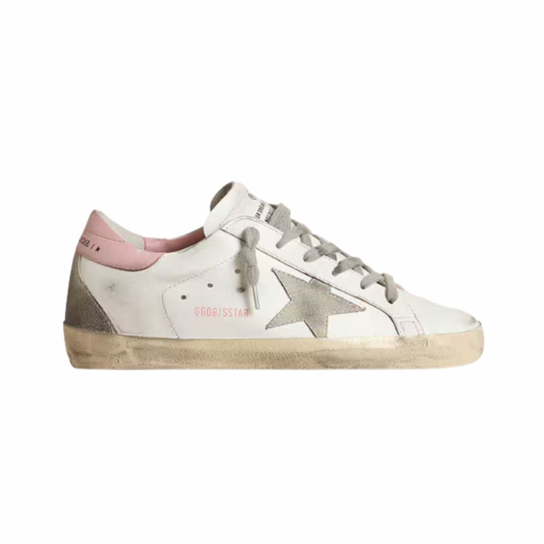 1FF0101-608 [GOLDEN GOOSE] Women's Super-Star With Gray Suede Star And Pink Leather Heel Tab White (SS26) #GWF00102 F002569-10914 (S-EU-E)