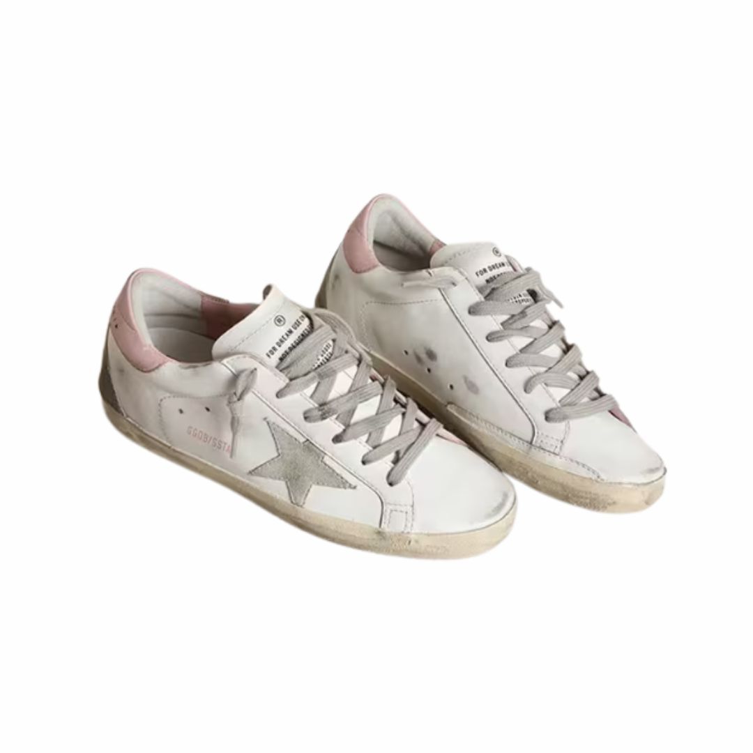 1FF0101-608 [GOLDEN GOOSE] Women's Super-Star With Gray Suede Star And Pink Leather Heel Tab White (SS26) #GWF00102 F002569-10914 (S-EU-E)