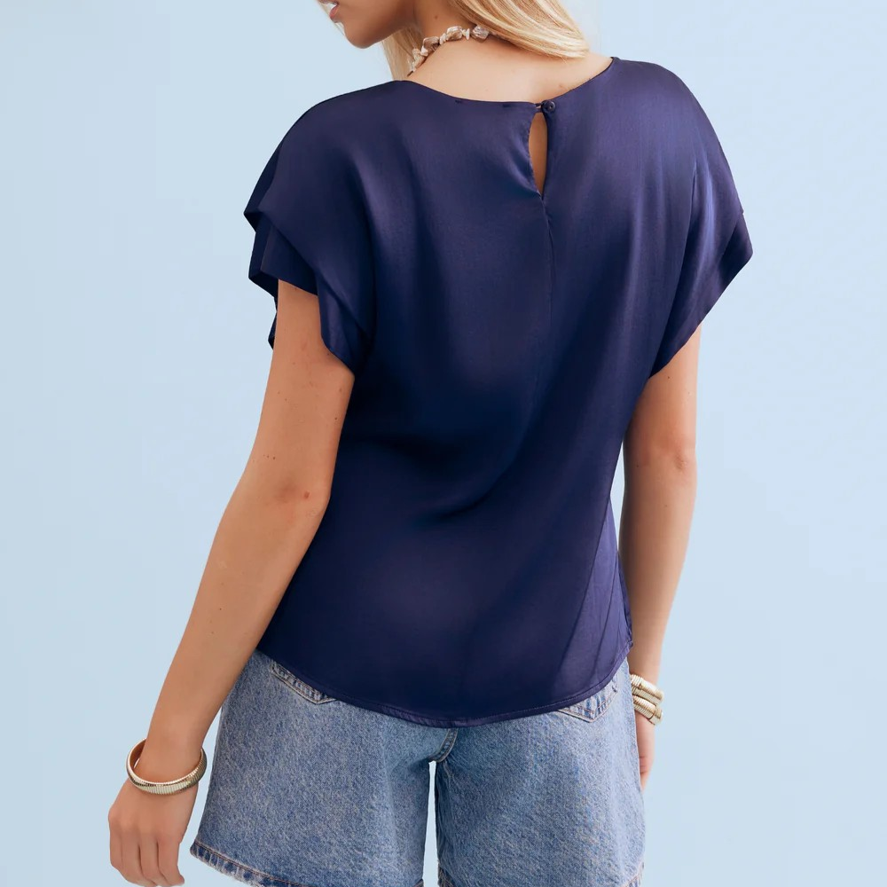 1LU0330-015 [LEO & UGO] Flowing Short-Sleeved T-Shirt Navy #EE623-NAVY (EU)