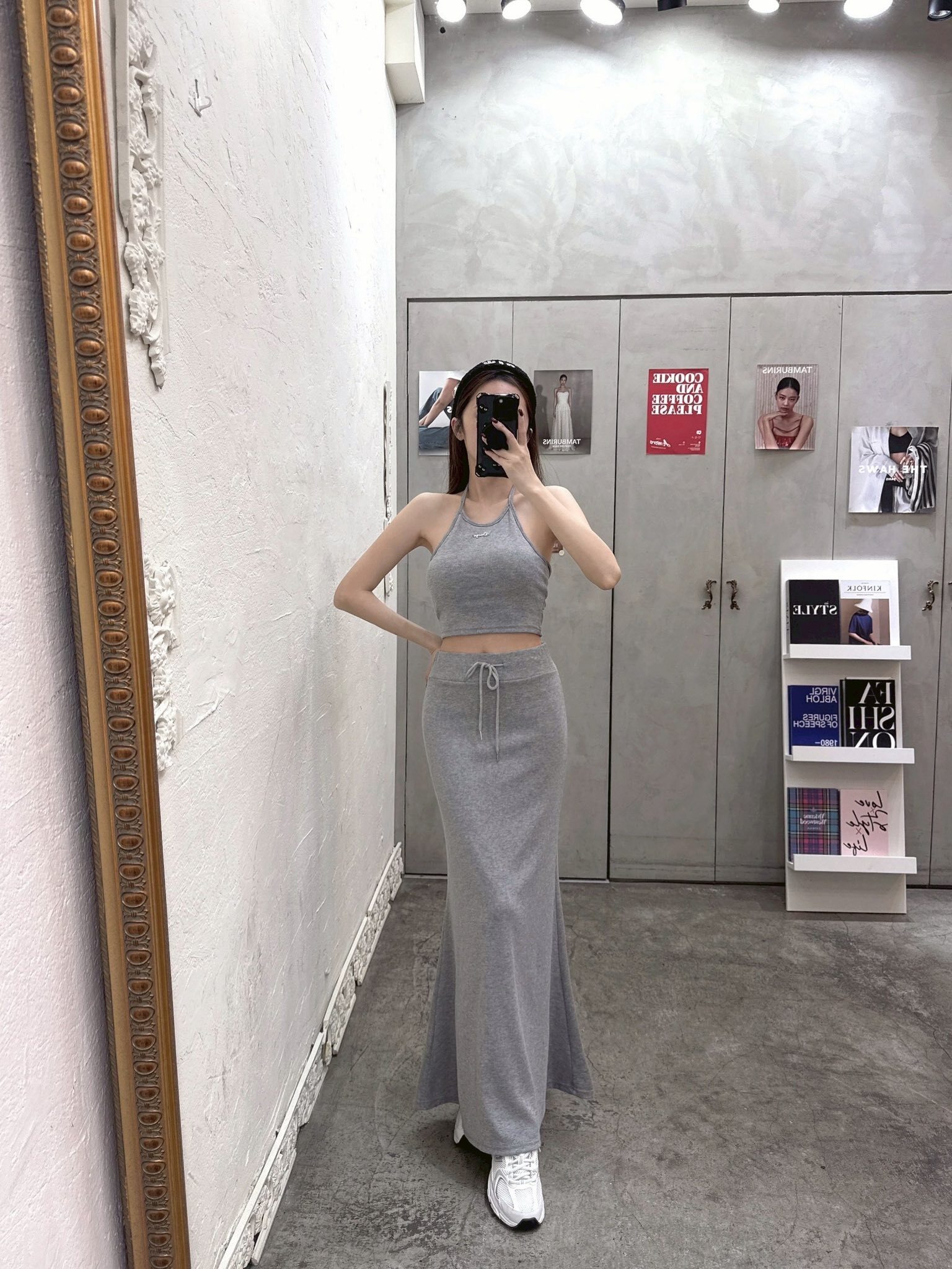 辣妹削肩美背綁帶長裙套裝🀄