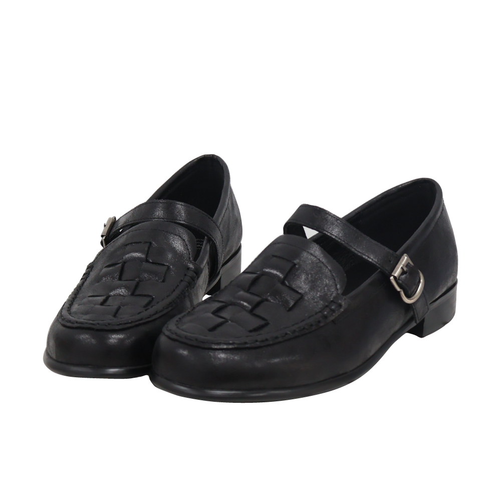 復古編織低跟瑪莉珍鞋 -2色