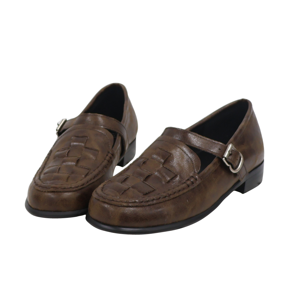 復古編織低跟瑪莉珍鞋 -2色