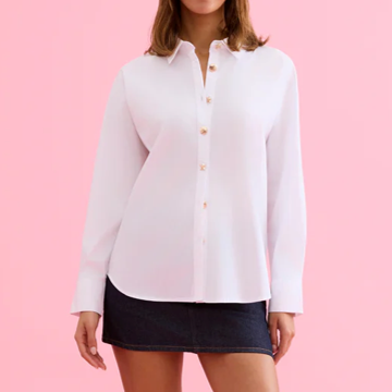 1LU0330-095 [LEO & UGO] Flowy Shirt With Jeweled Buttons White #JE906-WHITE (EU)