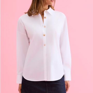 1LU0330-095 [LEO & UGO] Flowy Shirt With Jeweled Buttons White #JE906-WHITE (EU)