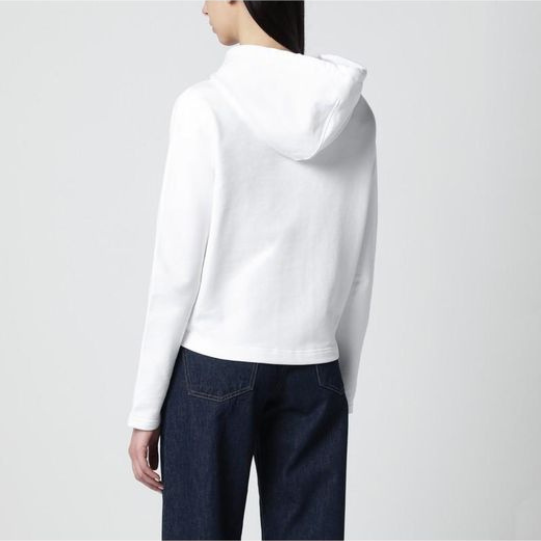 1FF0101-415 [AMI PARIS] Cotton Ami De Coeur Zipped Hoodie White (SS26) #FSW783.730.100 (C-EU-E)