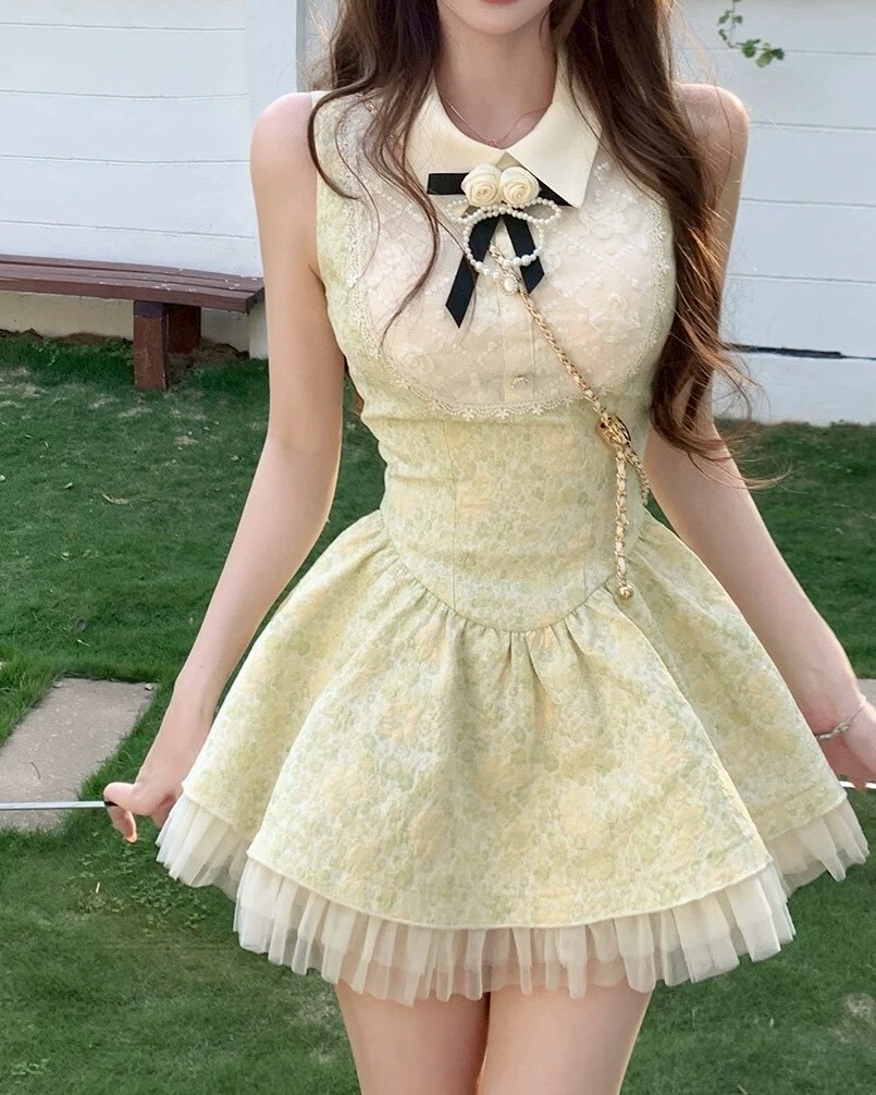 設計師家重工碎花拼接襯衫洋裝