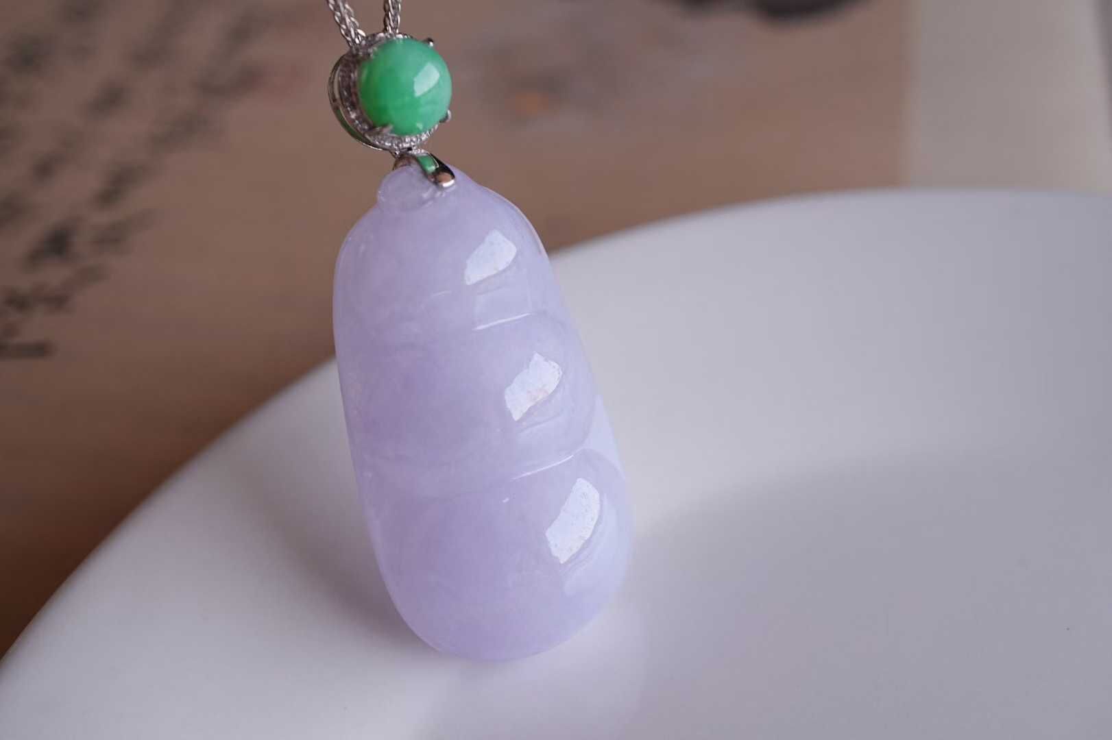 31683 翡翠冰糯種紫羅蘭福豆吊墜