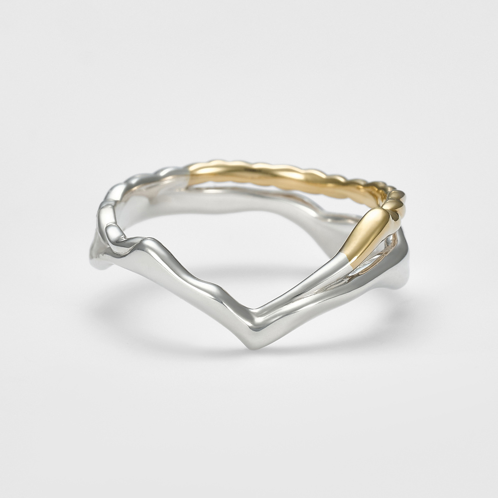 [連線優惠] agete 雙色波浪銀戒指