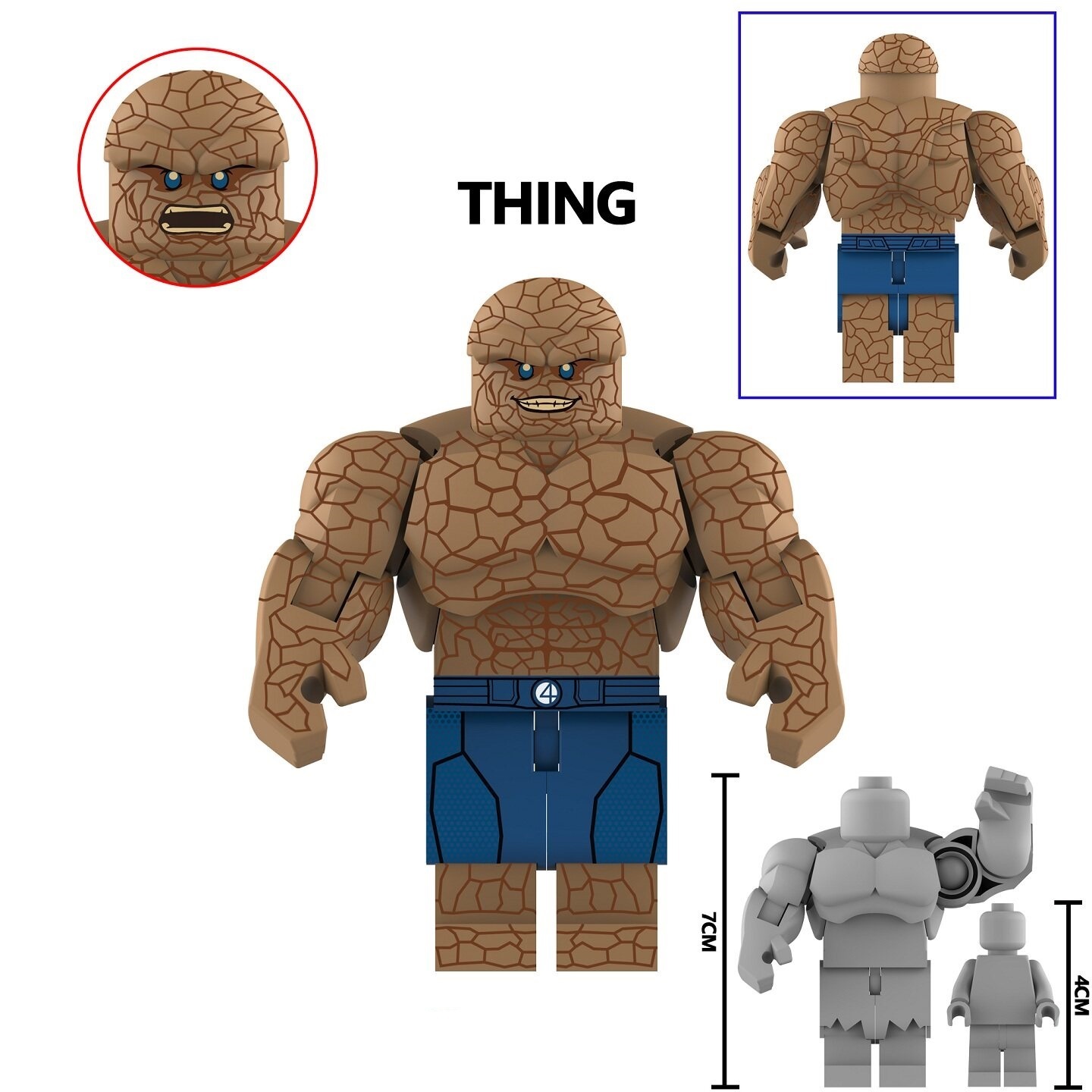 The Fantastic Four Thing Custom Minifigures Fit Lego (7CM) AF362