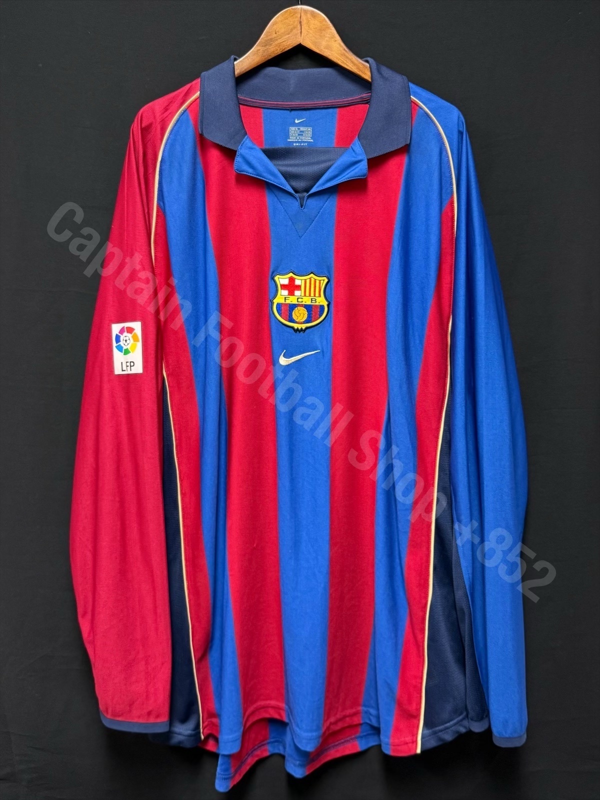 (更衣室版) 巴塞隆拿 2000-2001 Nike 主場長袖更衣室球員版球衣 #4 ANDERSSON