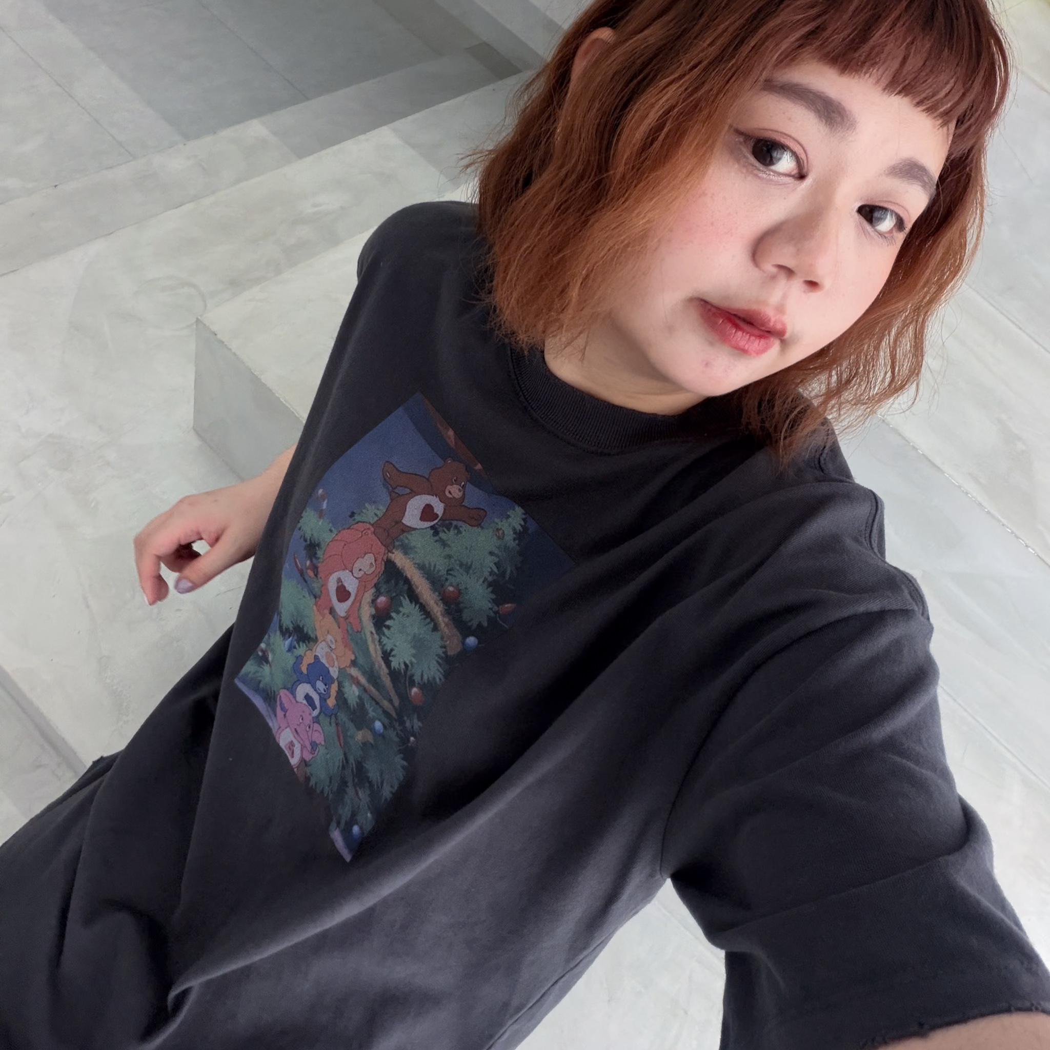 A21熊熊後磅小破壞感T(白/墨/黑)