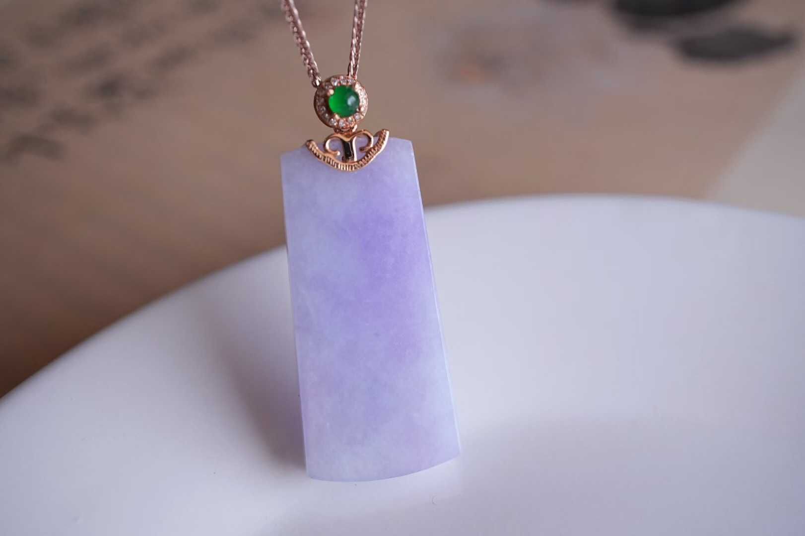 31685 翡翠冰紫羅蘭無事牌吊墜