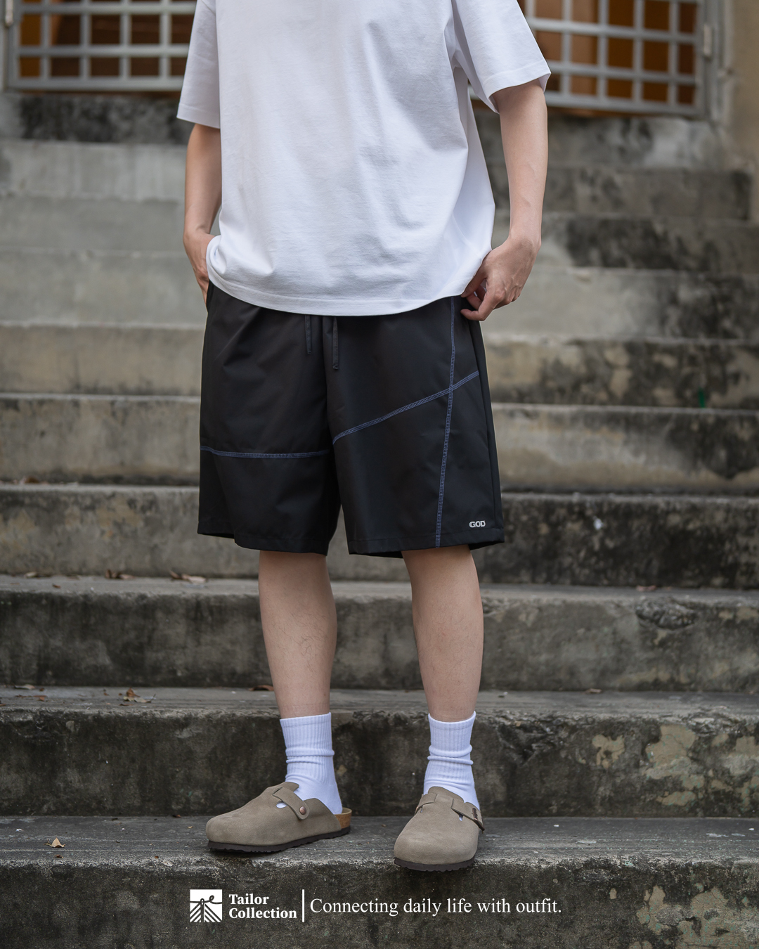 #預購 Tailor collection 彈力涼感 線條短褲 兩色