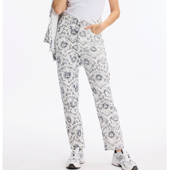 1LU0330-108 [LEO & UGO] Printed Trousers White Navy #JEP903-WHITE NAVY (EU)