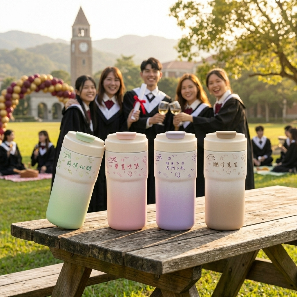 🎓 2026 畢業限定｜多款手繪插畫｜陶瓷漸層隨行瓶 550ml