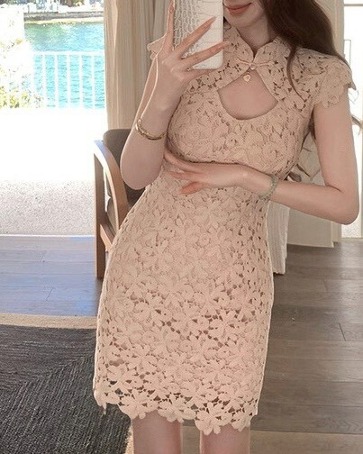 設計師家新中式旗袍小飛袖洋裝