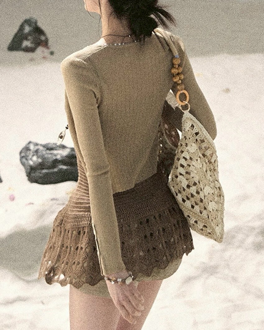 設計師家橄欖灰綠邊緣造型針織外套