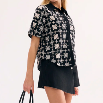 1LU0330-112 [LEO & UGO] Printed Short-Sleeved Nightgown Black/White #KE083-SC (EU)