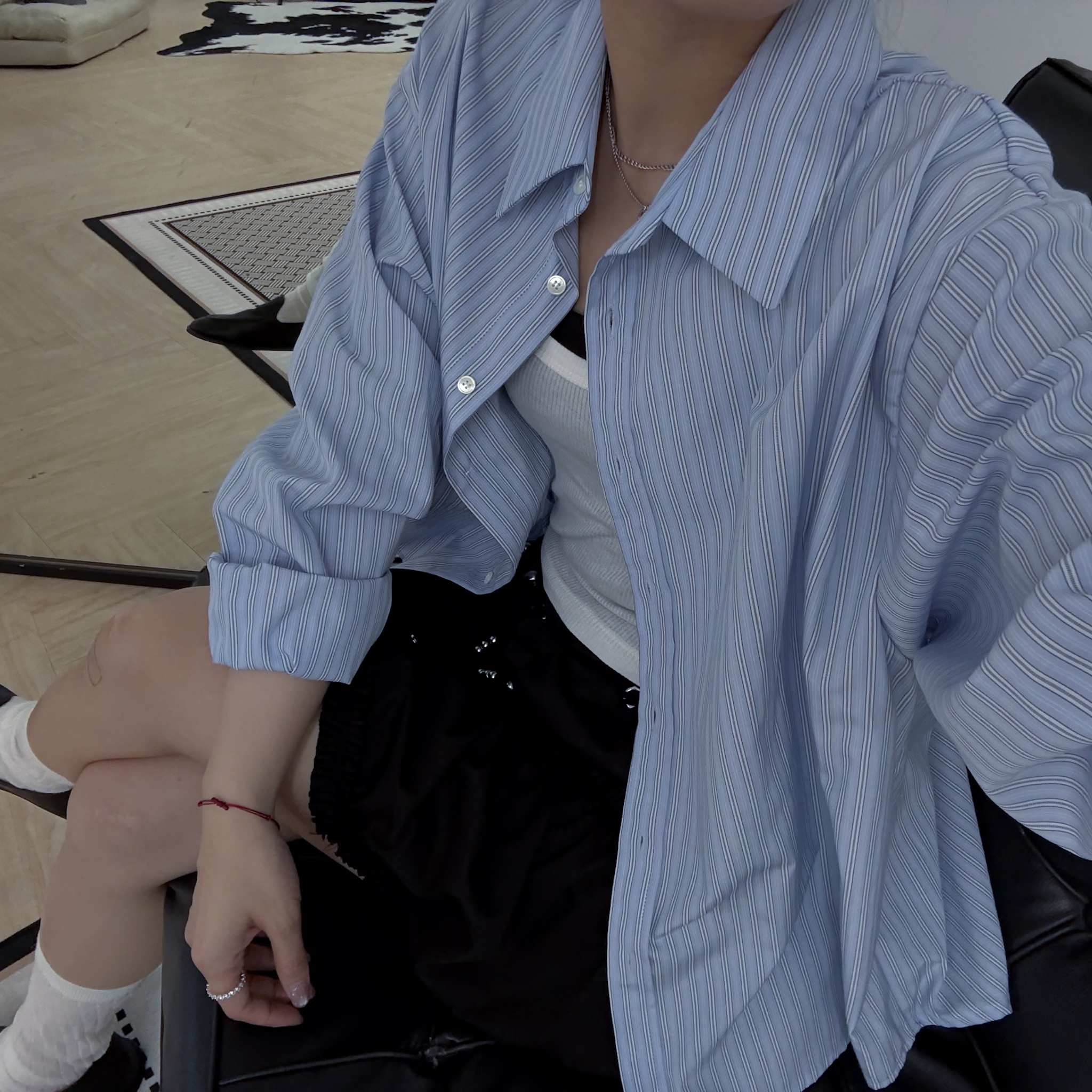 A31渡假白藍配色條紋襯(藍底)