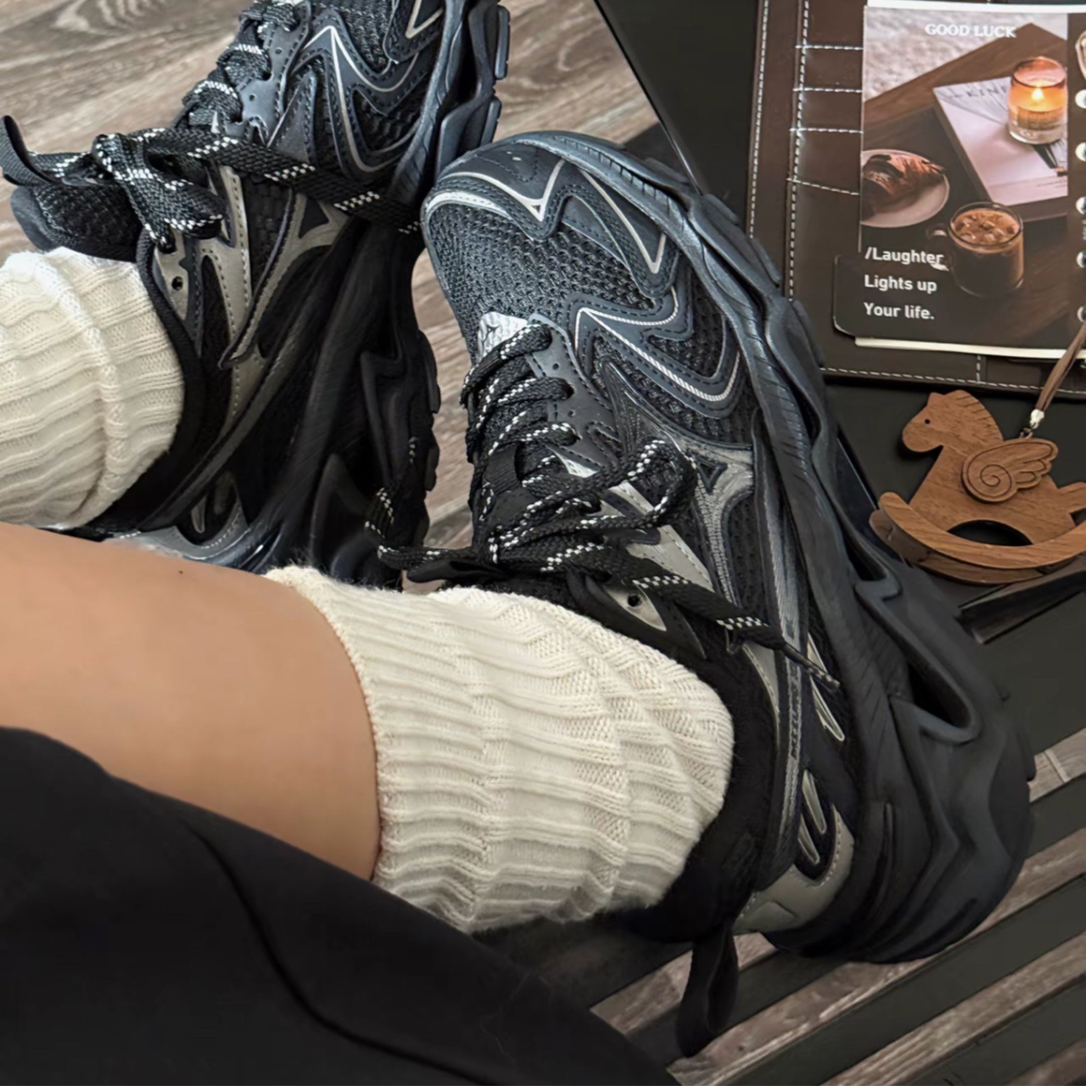 NICEDAY 代購 Mizuno XLG 2K 千禧 黑 黑魂 機能 復古 老爹 增高 黑色 D1GH260901