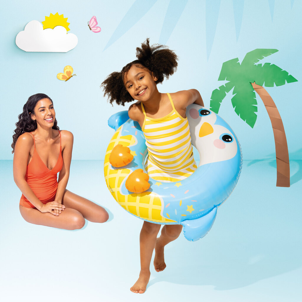 可愛動物充氣泳圈水泡 - 淺藍