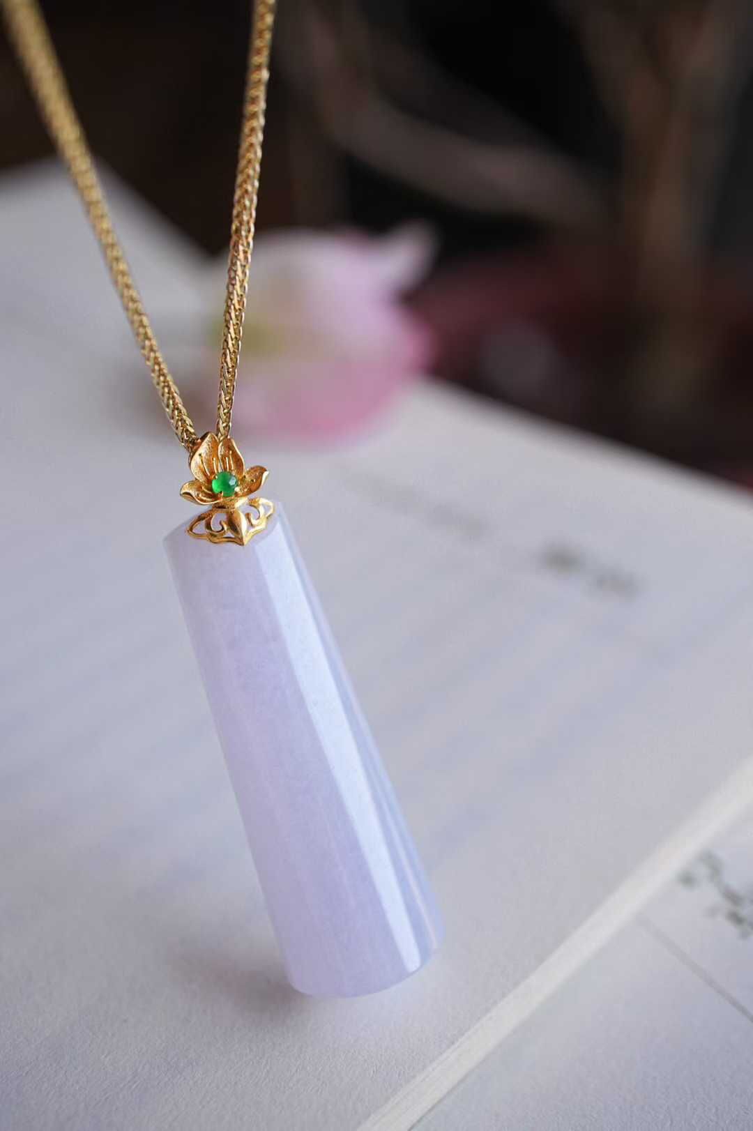 31688 翡翠冰種紫羅蘭無事牌吊墜