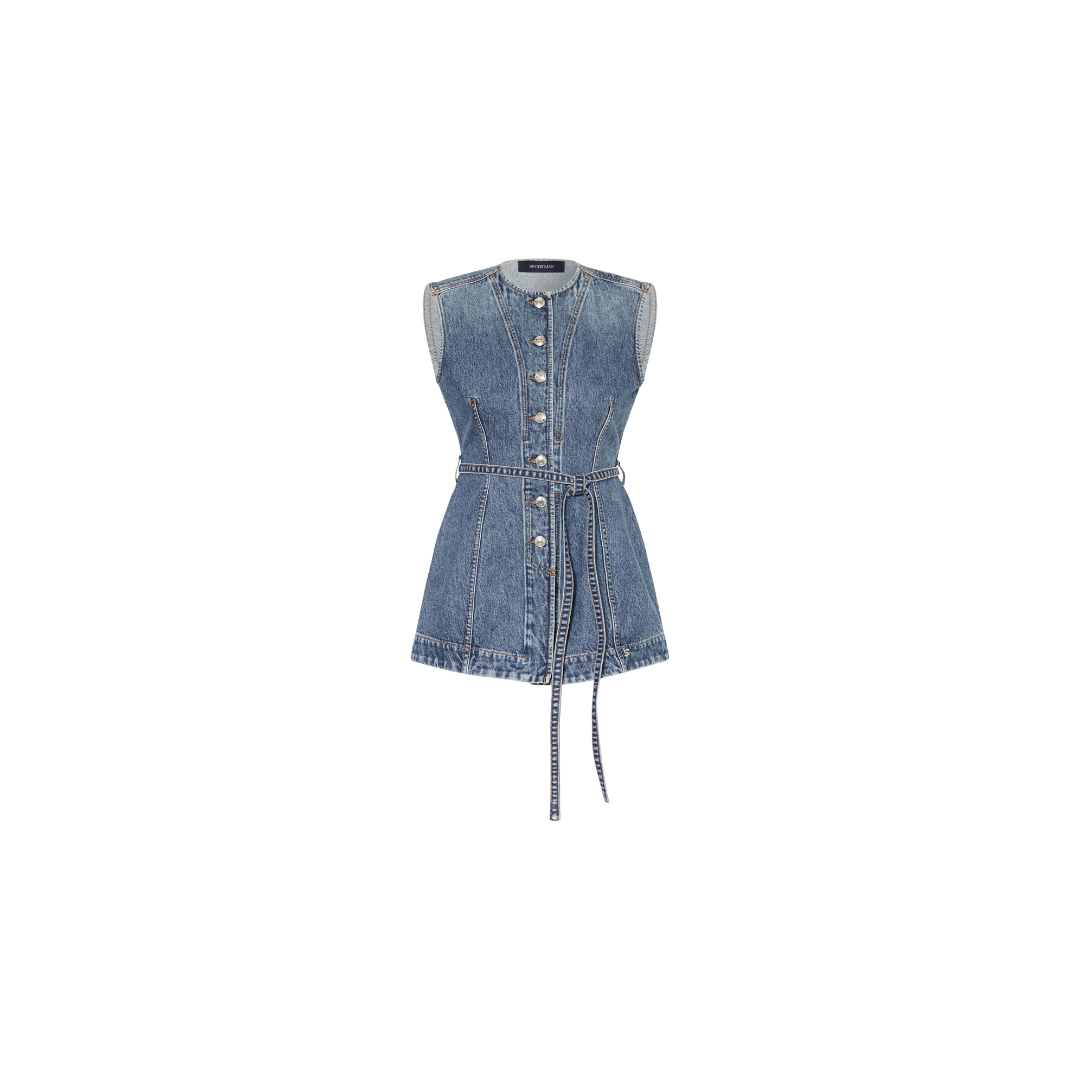 1FF0101-535 [SPORTMAX] Denim Top Medio Vintage Blue (SS26) #SPDORLIDE-005 (C-EU-E)