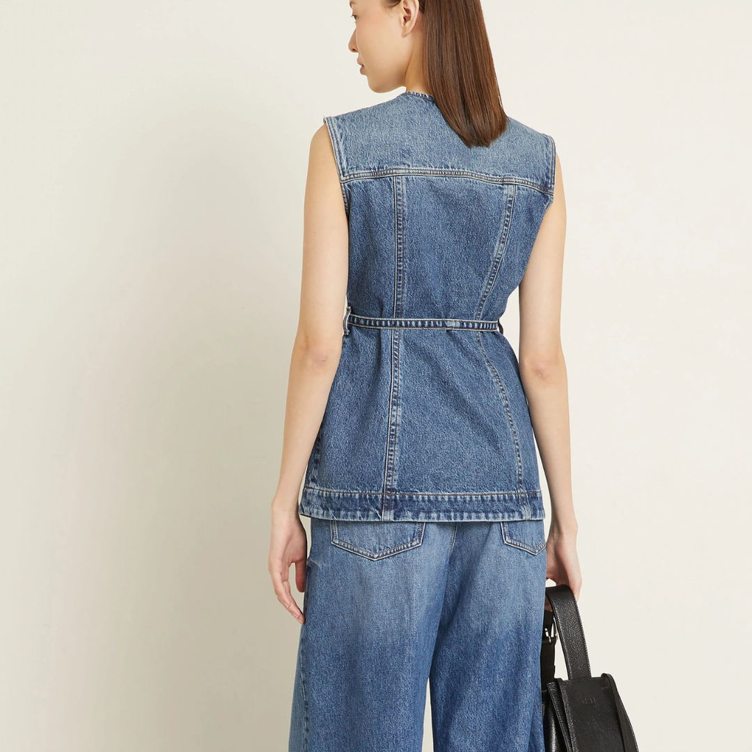 1FF0101-535 [SPORTMAX] Denim Top Medio Vintage Blue (SS26) #SPDORLIDE-005 (C-EU-E)