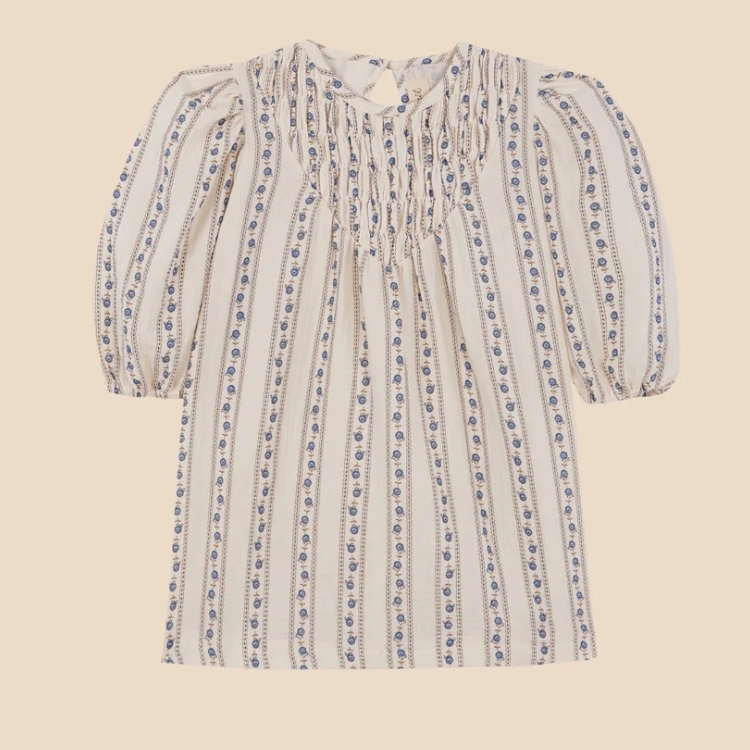 BIRINIT PETIT 壓褶領小藍花泡泡袖洋裝 Sariñena dress girl