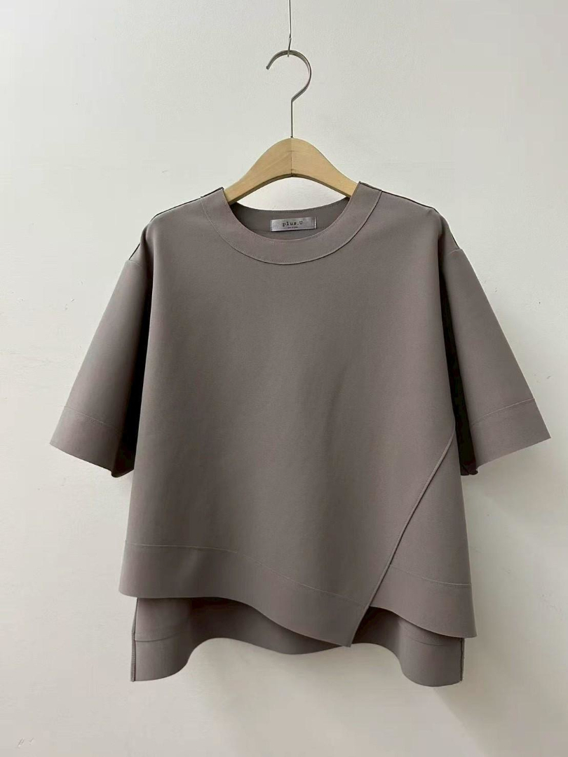 不貼身顯瘦設計感｜韓系涼感雪紡感短袖上衣