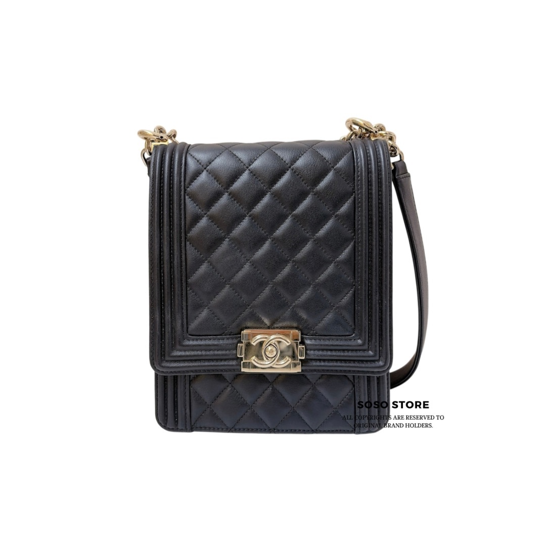 Chanel Boy North Flag Bag - Black / GHW