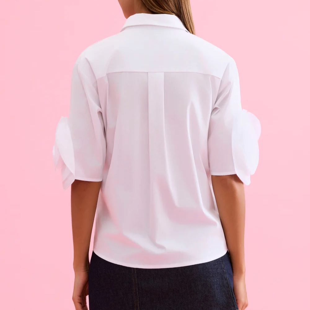 1LU0330-022 [LEO & UGO] Flowing Short-Sleeved Shirt White #JE908-WHT (EU)