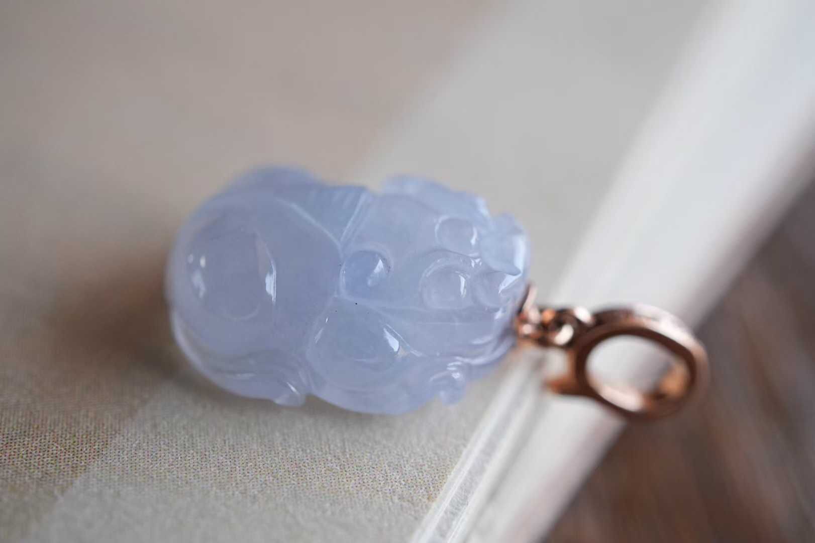 31689 翡翠冰種紫羅蘭貔貅萬能扣吊墜