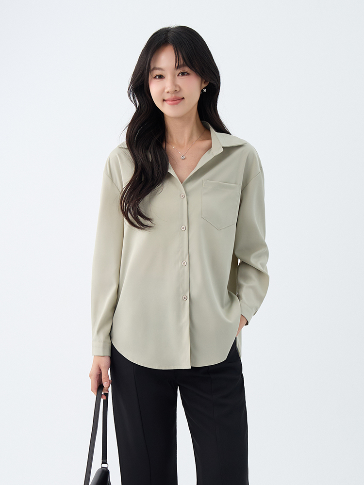 OH！HER best四季絲滑後開衩襯衫