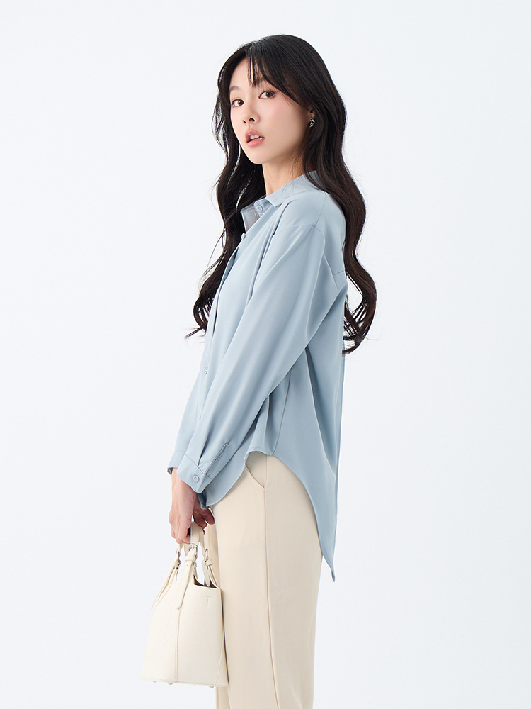 OH！HER best四季絲滑後開衩襯衫