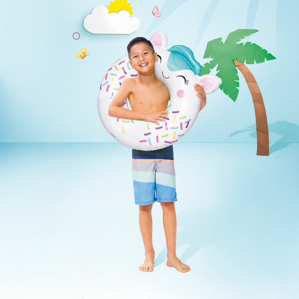 可愛動物充氣泳圈水泡 - 白