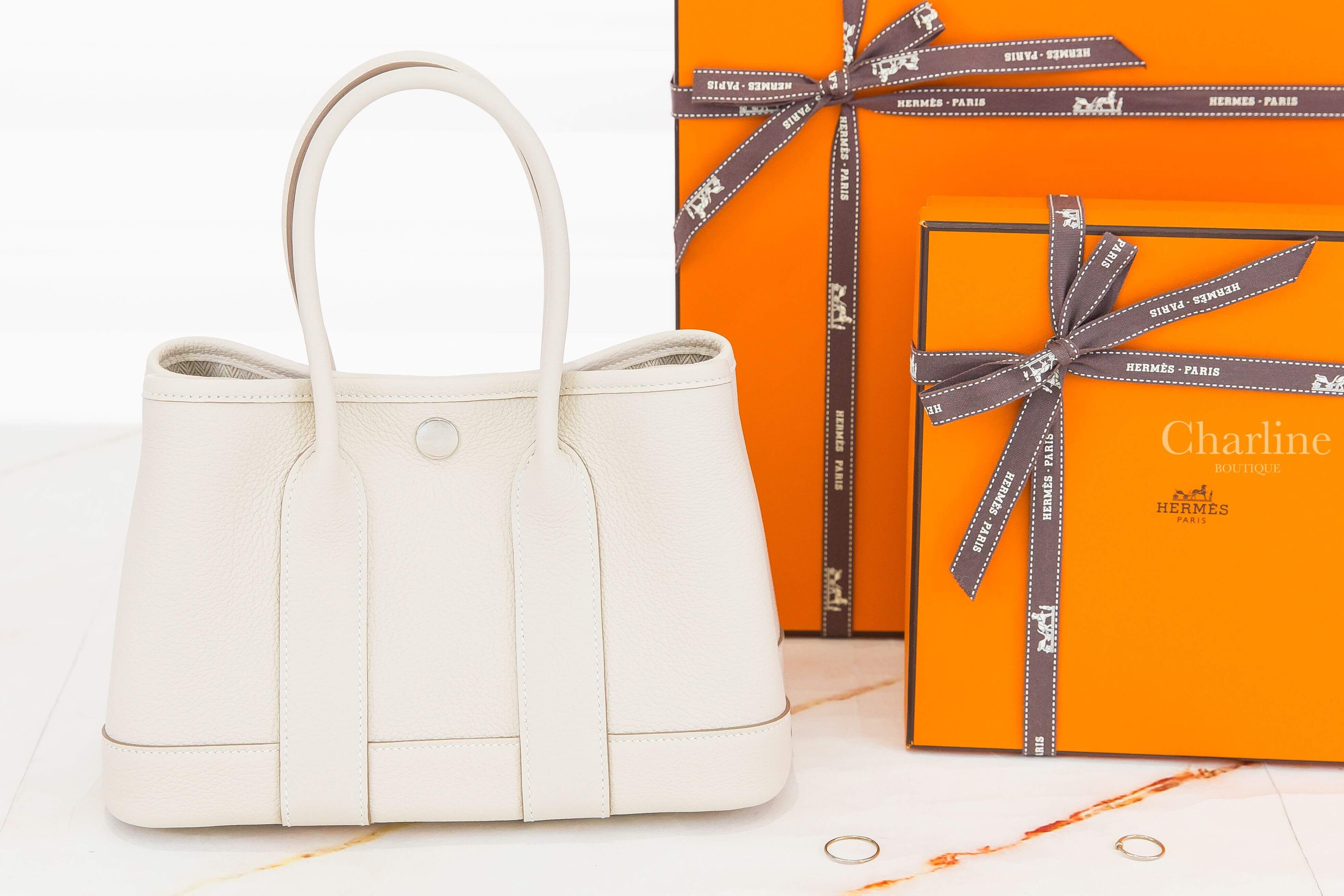 Hermès Neo Garden Party 23cm 10 Craie Togo 奶昔白迷你手提包