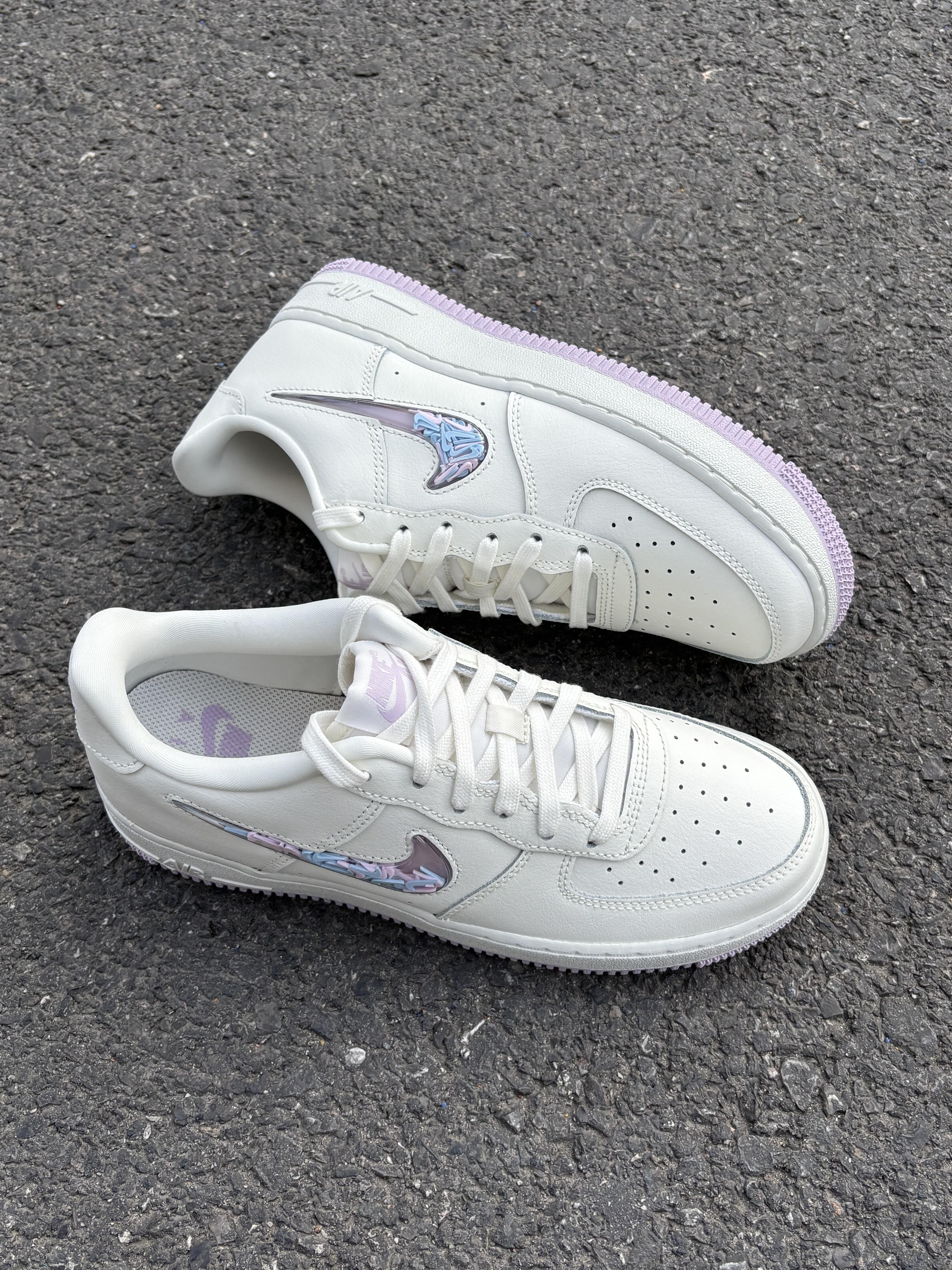 Nike Air Force 1 AF1 GS 奶白色 香芋紫 白紫色 果凍勾 荔枝皮 果凍勾 流沙勾 大童款 IQ9795-151/預購