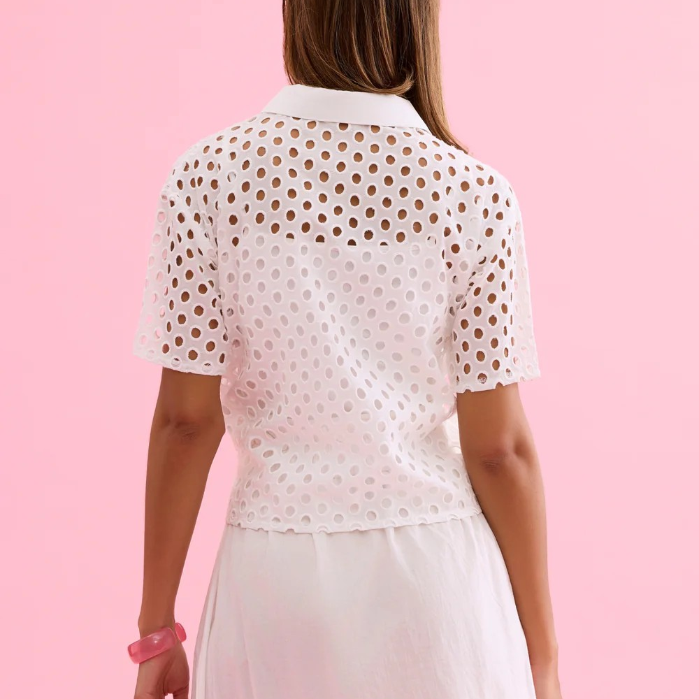 1LU0330-026 [LEO & UGO] Short-Sleeved Openwork Shirt White #JE924-OFFW (EU)