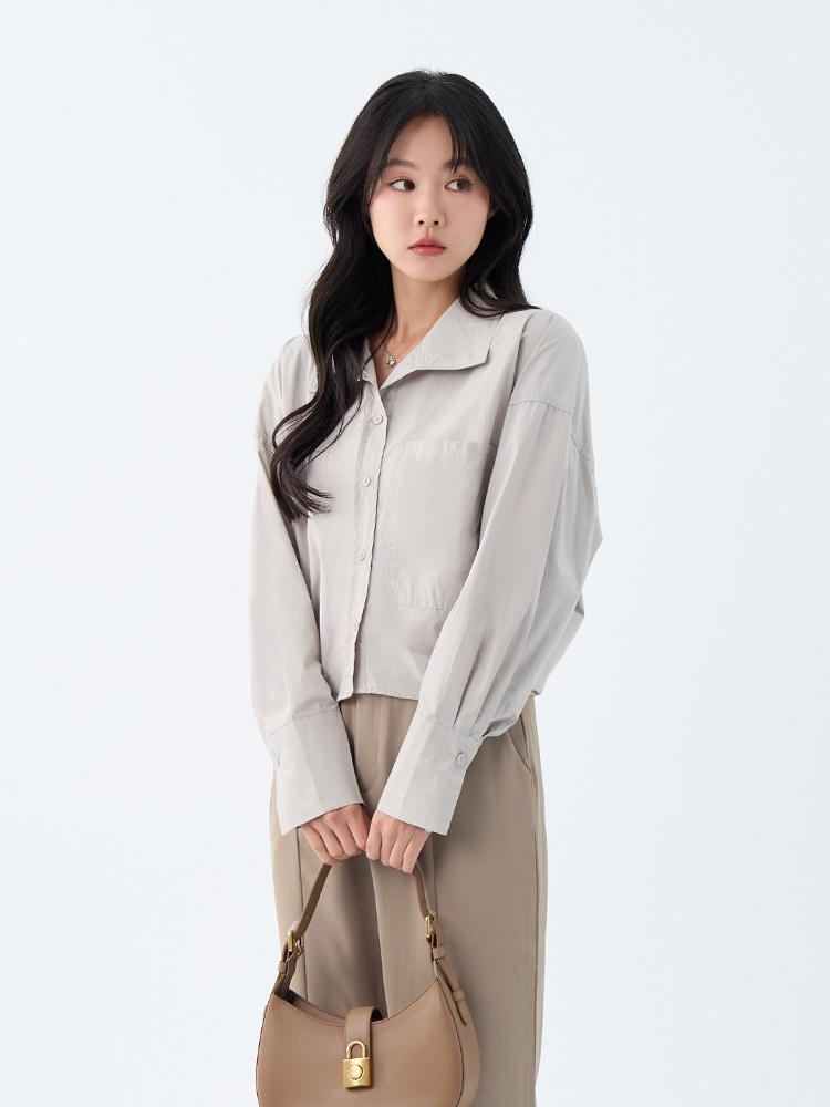 2604 OH!HER 簡約翻領大口袋短版襯衫