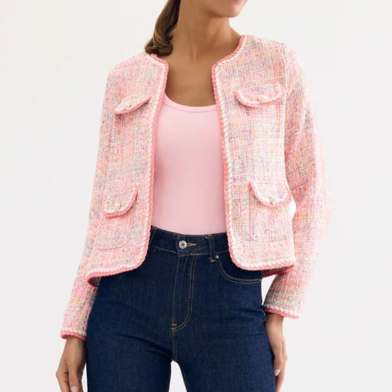 1LU0330-027 [LEO & UGO] Pastel Tweed Jacket Pink #JE937-SC (EU)